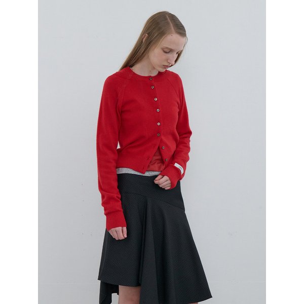 Double Neck Knit Cardigan Red