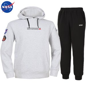 NASA 나사 남녀공용 세미 오버핏 후드티+면 조거팬츠 상하세트 N-560UMW+N-350PBK 빅사이즈