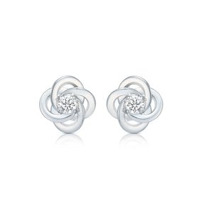 로제 스터드 귀걸이 0.1ct 다이아몬드 화이트 골드
