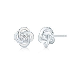 로제 스터드 귀걸이 0.1ct 다이아몬드 화이트 골드