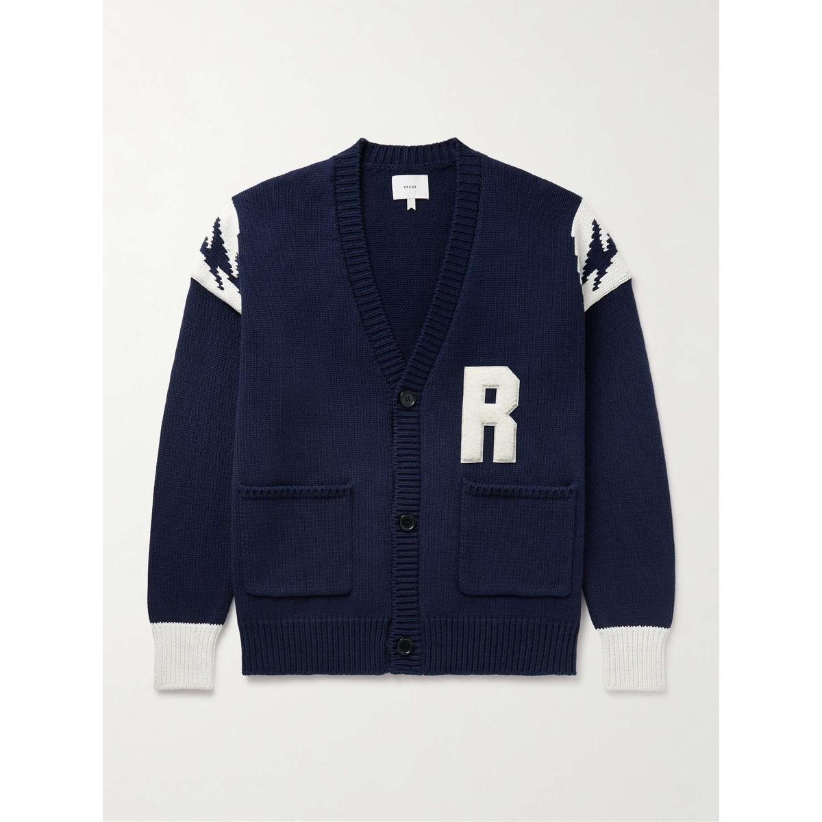 [해외배송] RHUDE LOGOAPPLIQUED INTARSIAKNIT 코튼 가디건 RHPS24CA02504364 B0081090608