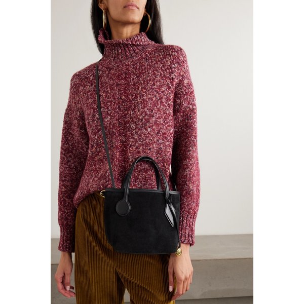 리프너 스프라우트 마이크로 장식 가죽 트리밍 스웨이드 토트백 46376663162959404