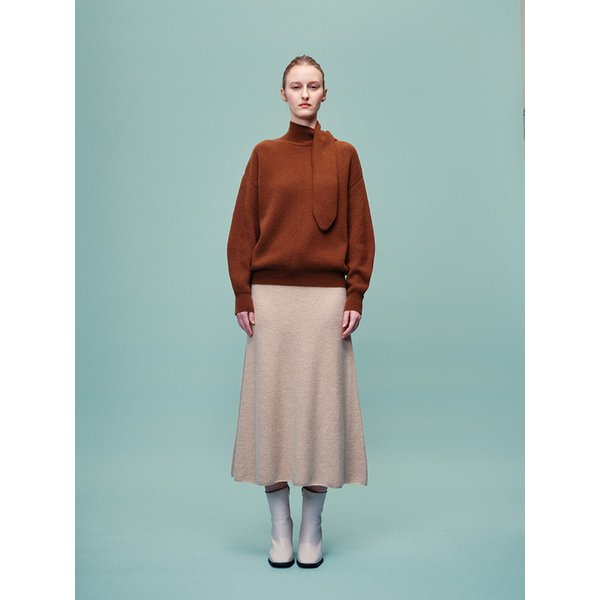 100% 캐시미어 케이트 스카프 넥 탑