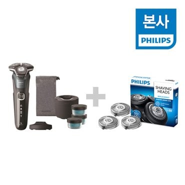 필립스 SkinIQ 5000 시리즈 전기면도기 S5882/76 페트롤 블루+교체용 헤드 SH50/51