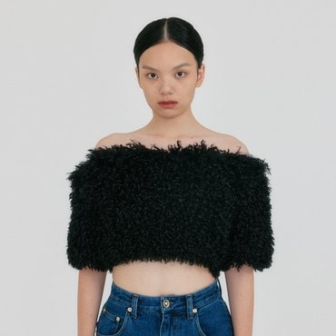 EENK ZUFFIA Fur Cropped Top - Black