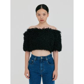 ZUFFIA Fur Cropped Top - Black