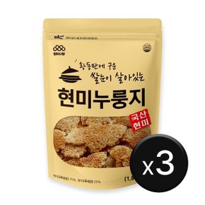 [엄마사랑] 황동판에 구운 쌀눈이 살아있는 현미 누룽지 3개 (500g x 3개)