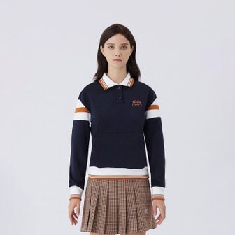 MARTINE GOLF 여성 니트 배색 블루종 티셔츠 (QW0EKS30249)