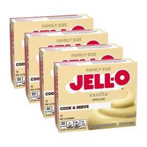 미국직구 Jell-O 젤오 바닐라 쿡 앤 서브 푸딩 앤 파이 필링 패밀리사이즈 130g 4팩