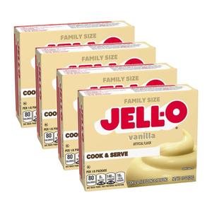  미국직구 Jell-O 젤오 바닐라 쿡 앤 서브 푸딩 앤 파이 필링 패밀리사이즈 130g 4팩