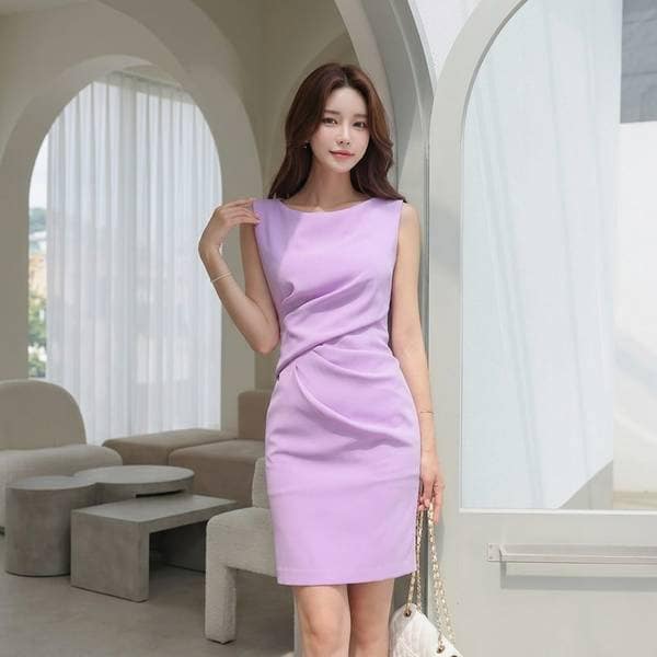 확대된 대표 스타일라떼 / 드레이프 셔링 H라인 글래머스 슬림 나시 원피스