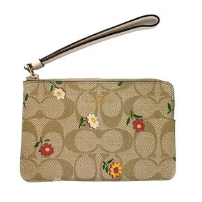 미국 코치 여성지갑 COACH Womens Corner Zip Wristlet in Signature Canvas with Nostalgic Dit