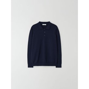 3 Buttons Collar Knit_Navy