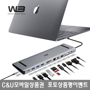W3 CTH12 멀티허브 12in1 C-TYPE USB HUB