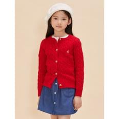 [BEANPOLE KIDS] [Essential] 여아 울 케이블 가디건  레드 (BI485AGE16)