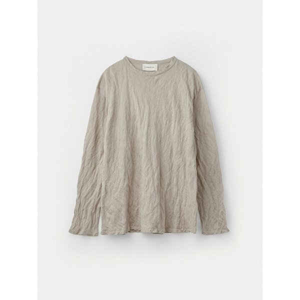 Crease Effect Organic Cotton Crewneck Pullover_Limestone