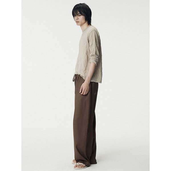 Crease Effect Organic Cotton Crewneck Pullover_Limestone