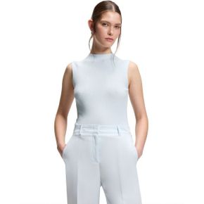 우먼 BOSS by Mock Neckline Ribbed-Knit 탑 - 오픈 블루 25791551 1393047