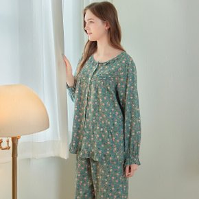 여성 가을 겨울 순면 긴팔 빅사이즈 잠옷 파자마 홈웨어 실내복 세트