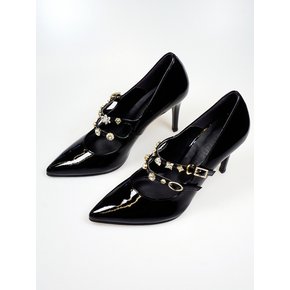 ECLAIR_BLACK 23FW Leather  Maryjane Jewelry  High Heels