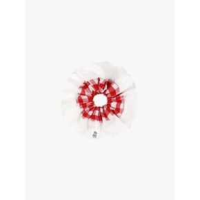 CHECK LACE SCRUNCHIE_RED