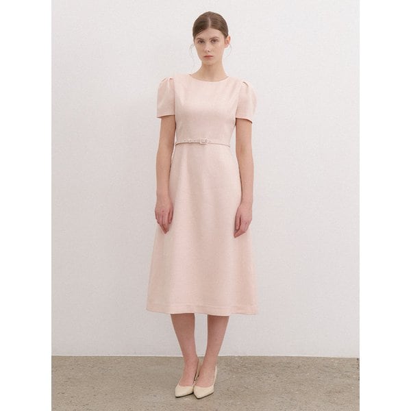 Basic Puff-Sleeve Flare Dress / Peach(3Color)