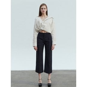 Tailored Slim Boot-Cut Trousers (Navy)