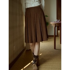 SR_Corduroy pleated skirt_BROWN