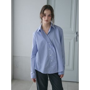 DRAPE PLACKET STRIPE SHIRTS_BLUE