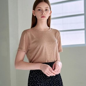 YAN13 LINEN ROUND HALF T BEIGE