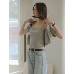 Sleeveless set half sleeve eyelet cardigan_Melange