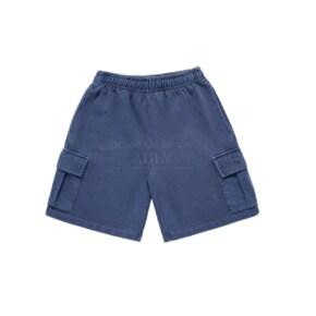 BASIC LOGO PIGMENT WASHING CARGO SHORT PANTS NAVY 피그먼트워싱카고팬츠