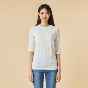 *정상가15,900원* 스트레치 슬림핏 5부 티셔츠_WHITE