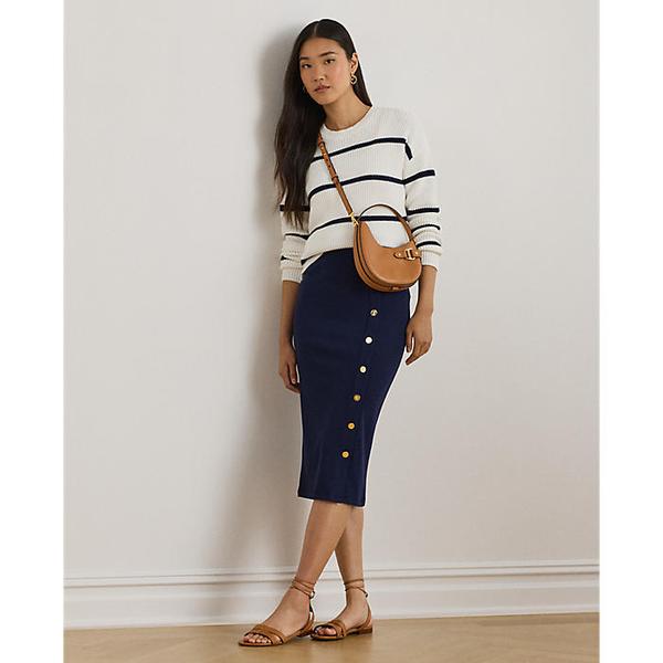 버튼 트림 리브 니트 펜슬 스커트(WMLRSKTS6H20292410)