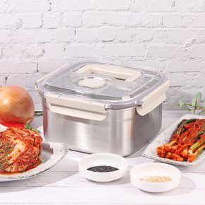 락앤락 김치통의정석 숨쉬는 스텐 김치통 핸들 밀폐용기 정사각 3.8L 1+1