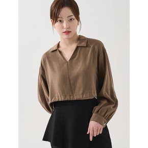 TENCEL RIBBON BLOUSE-brown