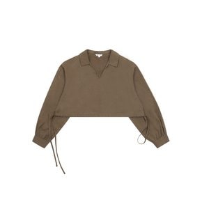 TENCEL RIBBON BLOUSE-brown