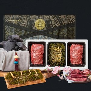 다농이네 산양삼 한우 선물세트 불고기 2호 [불고기 200g + 불고기 200G + 산양삼 15g]