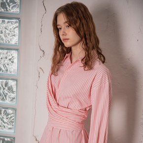 YY_Lady stripe shirt dress_PINK