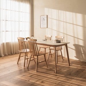레트로하우스 크림 사각 1800 6인 원목 의자형 식탁세트 (식탁+의자4) (착불)