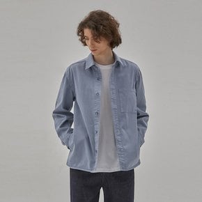 DENIM GARMENT DYEING POCKET SHIRTS BLUE