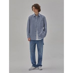 DENIM GARMENT DYEING POCKET SHIRTS BLUE