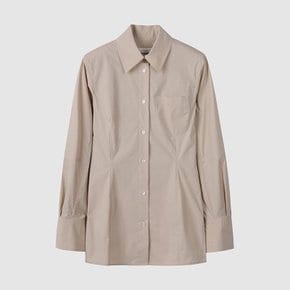 여성 소매 볼륨 슬림셔츠 L BEIGE