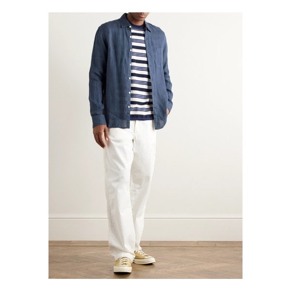 파허티 라구나 버튼다운 칼라 리넨 셔츠 블루 1647597331939132