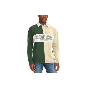 3797698 TOMMY JEANS Mens Tommy Jeans Green/Cream Milwaukee Bucks Ronnie Rugby Long Sleeve