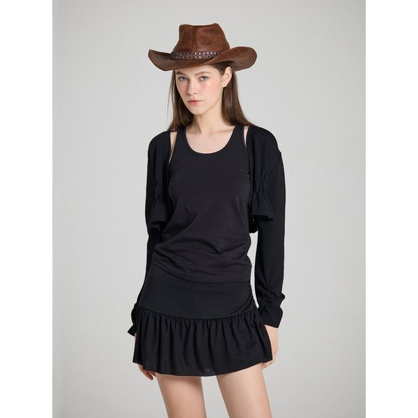 Ruffle hem skirt - black