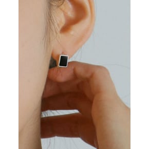 Rectangle Onyx ring Silver Earring Ie246 [Silver]