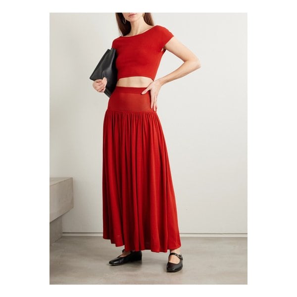 루루 드 시종 로미 개더 니트 맥시 스커트 레드 46376663162837454
