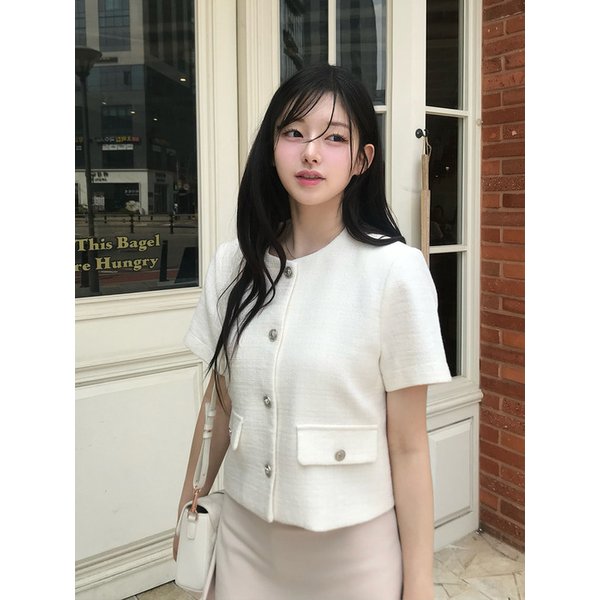 [지나`PICK] 헤르미 트위드 반팔자켓