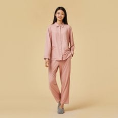 *정상가 49,900원*여 라이트 보드라운 피치스킨 컬러 파자마 세트_PINK